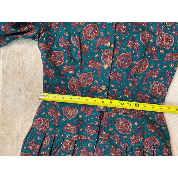 Vintage Prairie Dress 1980s Paisley button front 100% Cotton Sz 8 USA made - Picture 6 of 9